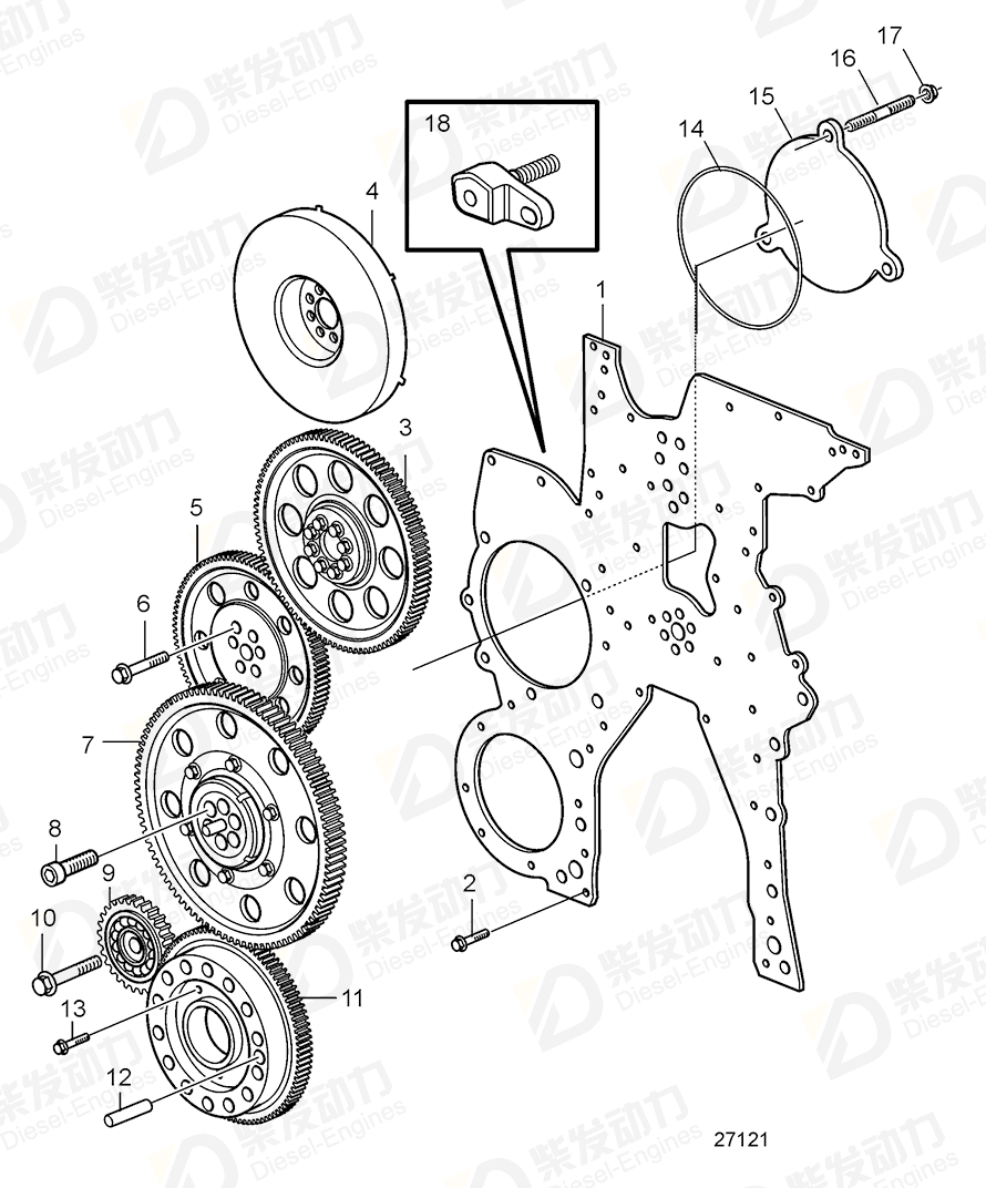 VOLVO Timing gear plate 3886313 Drawing
